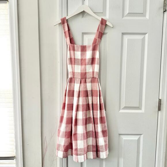 Gal Meets Glam Polly Pink White Gingham Checkered A Line Sun Dress 2 Girly Femme - Picture 2 of 10